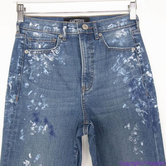 NEW‎ Express splatter jeans, 2S (2 short) - Picture 4 of 16